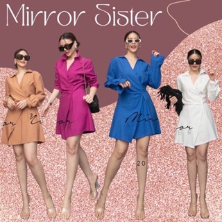 Code : 20321.5 เดรสคอปก เดรสคอวีแต่งไขว้ งานป้าย Mirrorsister