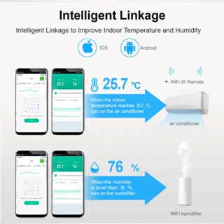 ภาพขนาดย่อของภาพหน้าปกสินค้าTuya IR Universal Remote Control สมาร์ทรีโมท IR มาพร้อมเซ็นเซอร์วัดอุณหภูมิและความชื้น จากร้าน padee_tung บน Shopee