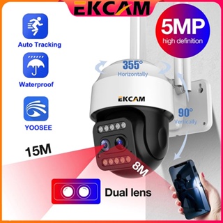 🇹🇭Ekcam GK9D แท้จริง5MPกล้องวงจรปิด wifi 2 เลนส์ ซูมภาพได้ 10เท่า 5ล้านพิกเซล กันน้ำ Outdoor IP Camera CCTV APP Yoosee