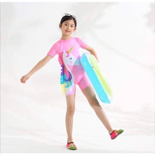 [พร้อมส่งจากไทย] 2N KIDS &gt;&gt; ชุดว่ายน้ำเด็ก Unicorn สีชมพูหวานแหว๋ว มีพร้อมหมวกว่ายน้ำ