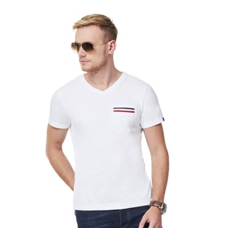 เสื้อยืด  Airborne CLASSIC VINTAGE Pocket V Neck T-SHIRT  กระเป๋ายีนส์แปะ ผ้า SupremeSoft