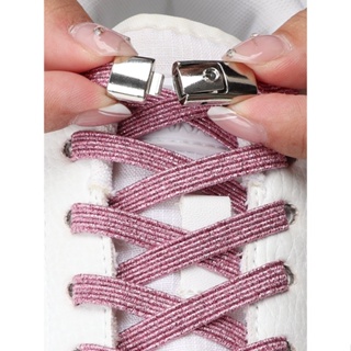 สินค้า เชือกผูกรองเท้า แบบกดล็อก สีรุ้ง กว้าง 8 มม. ไม่ผูกเชือก ยืดหยุ่น อุปกรณ์เสริม สําหรับรองเท้าเด็ก และผู้ใหญ่