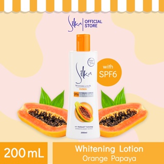 โลชั่นมะละกอ ขนาด100, 200ml.  Silka Moisturizing Milk Lotion สูตรน้ำนมเนื้องบางเบาไม่เหนียวเหนอะหนะ