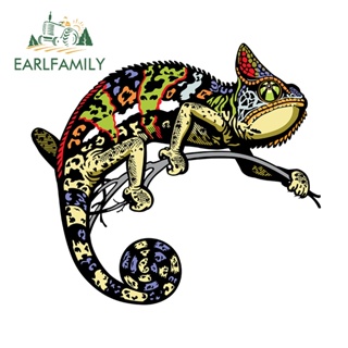 Earlfamily สติกเกอร์ไวนิล กันน้ํา พิมพ์ลายการ์ตูนครอบครัว Chameleon ขนาด 13 ซม. x 11.8 ซม. สําหรับตกแต่งรถยนต์
