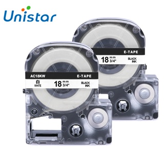 2PCS Compatible for Epson Printer SS18KW Balck on White Label Tape 18mm tape cartridge LW-300 LW-400 LC-5WBN Label Maker