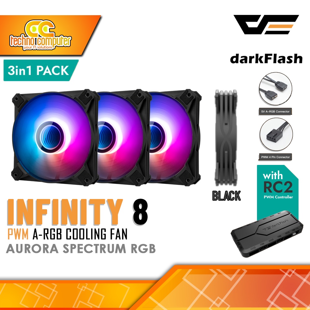 พัดลม CASING DARKFLASH INFINITY 8 ARGB BLACK - พัดลม ARGB Triple Pack ...