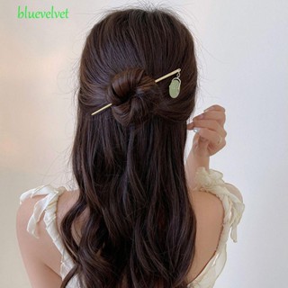 Bluevelvet กิ๊บติดผม โลหะผสมหยก สไตล์จีน หรูหรา สําหรับผู้หญิง