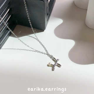 earika.earrings - ballon poodle with pearl necklace สร้อยคอจี้ลูกโป่งพุดเดิ้ลจี้มุกเงินแท้ S92.5 ปรับขนาดได้
