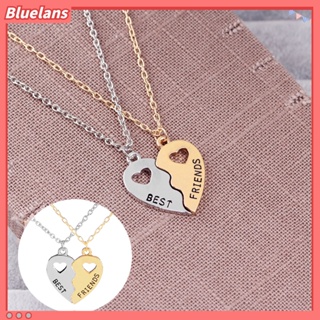 【Bluelans】สร้อยคอ จี้รูปหัวใจแบ่งครึ่ง สองชิ้น สลักลาย Best Friend เครื่องประดับ