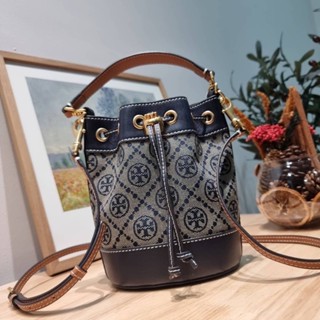 TORY BURCH T MONOGRAM JACQUARD MINI BUCKET BAG