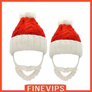 [Finevips] หมวกซานต้า พร้อมหมวกบีนนี่ ผ้าถัก ลายคริสต์มาส สําหรับงานรื่นเริง ชุดแฟนซี