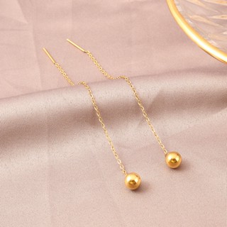เครื่องประดับ ต่างหูเม็ดเดี่ยว สเตนเลส 18K สีทอง สไตล์เกาหลี สําหรับผู้หญิง