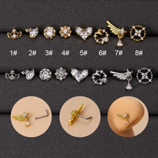 1 Piece Star Angel Heart Shape L Shape Nose Stud Piercing 20Gauge