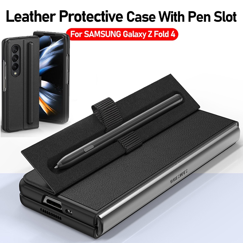 for-samsung-galaxy-z-fold-4-5g-fold4-case-luxury-leather-pen-slot-holder-protection-cover
