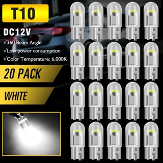 หลอดไฟอ่านหนังสือ Led T10 W5W COB 6000K 194 168 2825 12V สีขาว สําหรับติดป้ายทะเบียนรถยนต์ 20 ชิ้น