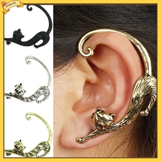 [Athena] 1 Pair Women Vintage Punk Gothic Sexy Cat Pussy Charm Ear Cuff Stud Earrings