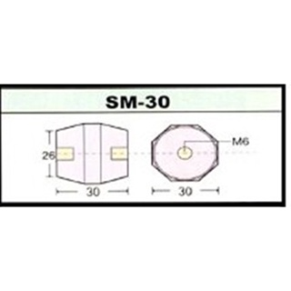 "SHINOHAWA" ลูกถ้วยฉนวน(BUS BAR INSULATOR) Size : SM-30 WITH สกรูหัวหกเหลี่ยมชุบรุ้ง M6-1.0 x 10mm. ***ราคาต่อ1ชุด***