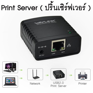 Print Server ( ปริ้นเซิร์ฟเวอร์ ) Wavlink USB 2.0 LRP Print Server Share a LAN Ethernet Networking Printers.