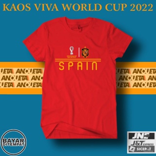 เสื้อยืด ผ้าฝ้าย พิมพ์ลาย FIFA WORLD CUP 2022 SPAIN QATAR COMBED 30s