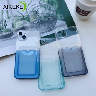 เคสโทรศัพท์มือถือแบบนิ่ม TPU ใส พร้อมช่องใส่บัตร ไล่โทนสี สําหรับ Vivo T1 4G Y55 4G V25 V25 Pro V25E V23 5G V23 Pro Y35 2022 Y22 Y22S Y16 4G