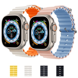 สินค้า ใหม่ สายนาฬิกาข้อมือซิลิโคน ทูโทน สําหรับ Apple Watch 49 มม. 45 มม. 44 มม. 40 มม. 41 มม. 42 มม. 38 มม. iWatch Ultra Series 7 6 5 3 se 8