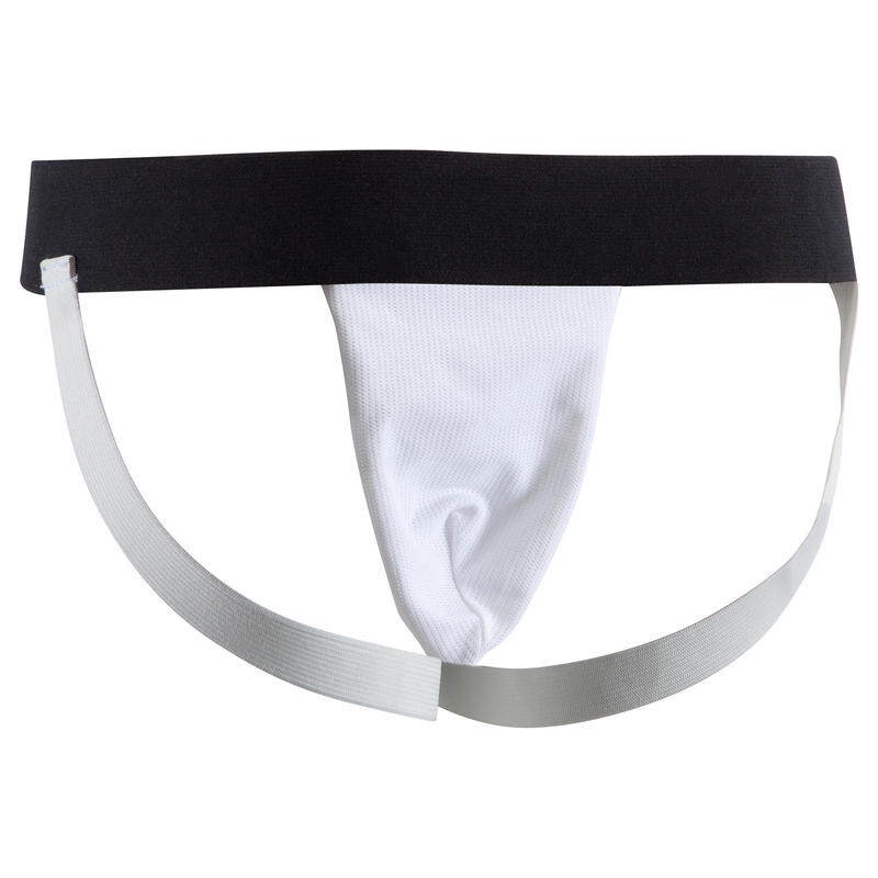 จ็อกสแตรปพร้อมกระจับรุ่น (สีขาว) Groin Guard Jock Strap Cup Protector Box Muay Thai Boxing MMA