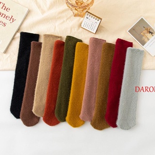 Daron ถุงเท้า ผ้ากํามะหยี่ ขนมิงค์ สีพื้น ใส่สบาย เรียบง่าย แฟชั่นฤดูหนาว สําหรับผู้หญิง