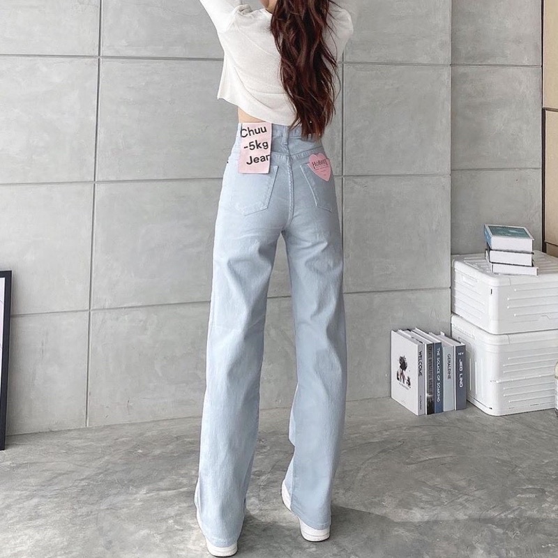 ภาพหน้าปกสินค้ากางเกงยีนส์เกาหลี ขากระบอก ผ้ายืดสีพาสเทล จากร้าน memade.bkk บน Shopee