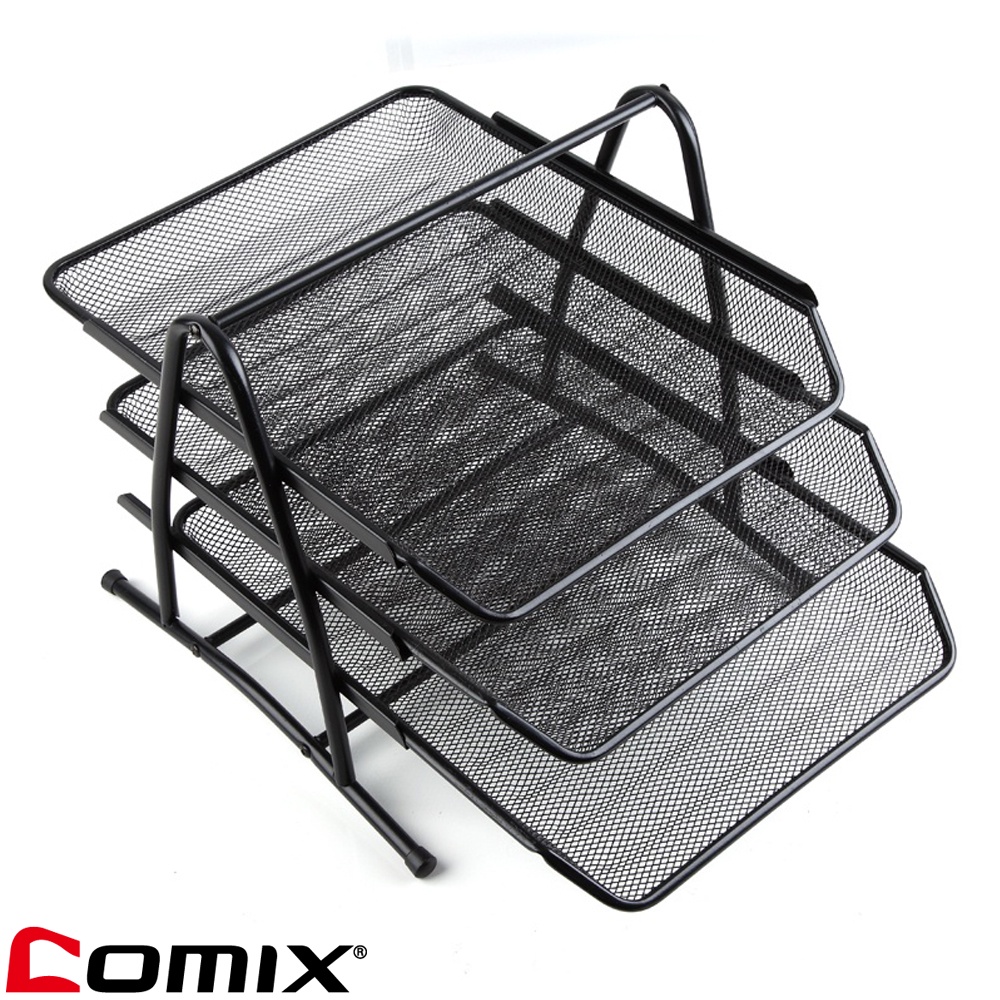 comix-b2163-metal-mesh-three-layer-file-tray3-ชั้นวางเอกสาร-3-ชั้น-ชั้นเหล็ก-อุปกรณ์-สำนักงาน