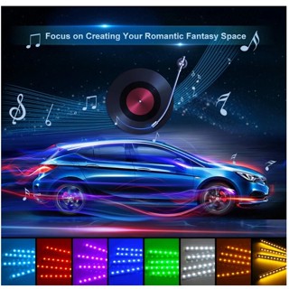 【พร้อมส่ง】แถบไฟ Led RGB ไร้สาย USB ควบคุมผ่านแอป ควบคุมเพลง คุณภาพสูง สําหรับติดภายในรถยนต์