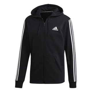 adidas Must Haves 3-Stripes French Terry Hoodie ผู้ชาย สีดำ DT9896