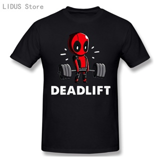 เสื้อยืดเท่ ที่น่าตื่นตาตื่นใจ Deadpool Deadlift Halter ตลกฟิตเนส Tshirt Deadpool ซูเปอร์ฮีโร่เสื้อยืดเสื้อยืดผู้ชายที่ม