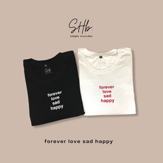 เสื้อครอปสายฝอ เสื้อตราหานคู่ sherbettee|เสื้อยืดลาย forever love sad happy เสื้อยืดผู้หญิง เสื้อขาว