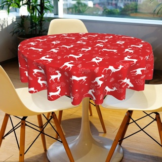 [herebuy] ผ้าปูโต๊ะ ทรงกลม สีแดง สีฟ้า สําหรับตกแต่งปาร์ตี้คริสต์มาส