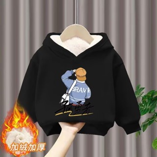 เสื้อแจ็กเก็ตกันหนาว ผ้าฟลีซ มีฮู้ด สไตล์ตะวันตก แฟชั่นสําหรับเด็กผู้ชาย