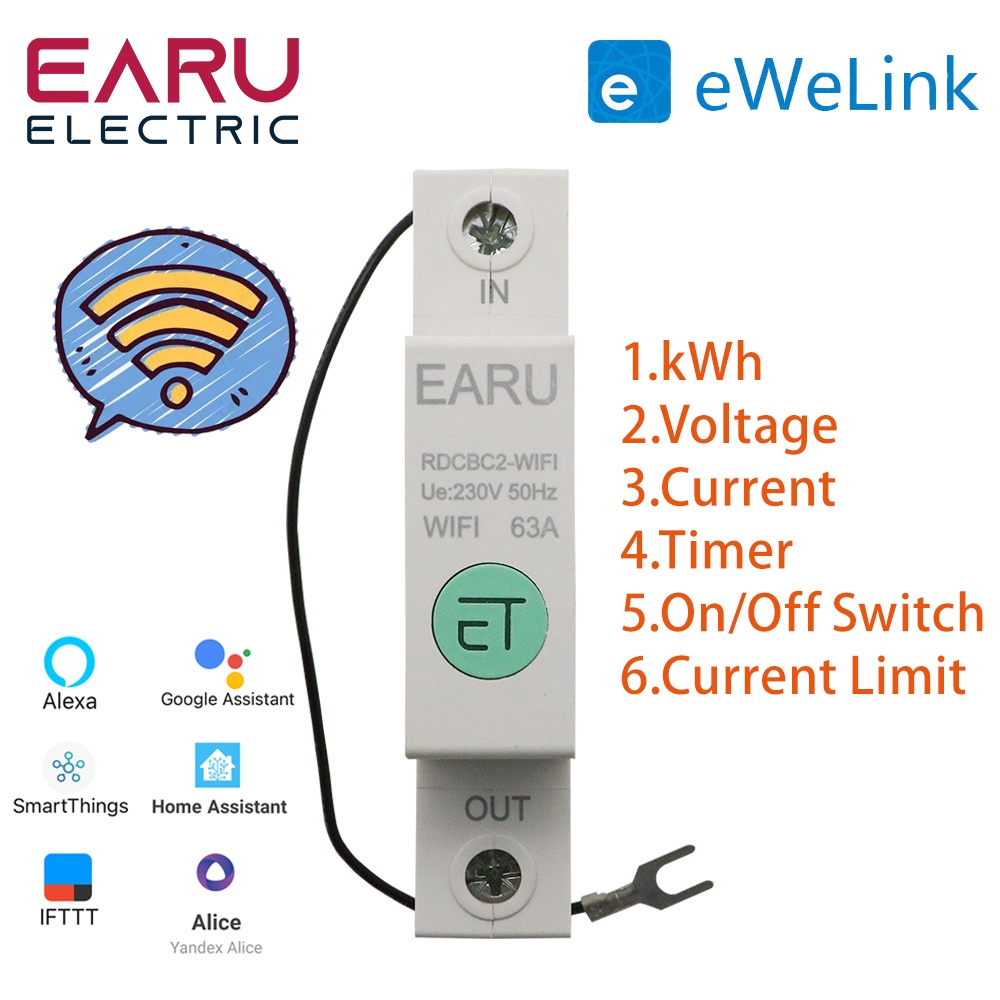 1P Din Rail WIFI Smart Energy Meter Power Consumption kWh Meter Circuit ...