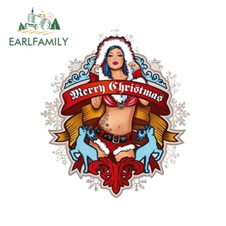 Earlfamily สติกเกอร์ไวนิล ลายการ์ตูน Merry Christmas Laotop ขนาด 13 ซม. x 11.2 ซม. กันรอยขีดข่วน สําหรับติดตกแต่งรถยนต์