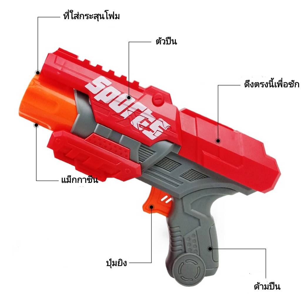 ปืนเนิร์ฟกระสุนโฟม-ของเล่นเด็กชาย-เนิฟกันของเล่น-ของเล่นกลางแจ้ง-ยิงได้ไกลถึง10เมตร
