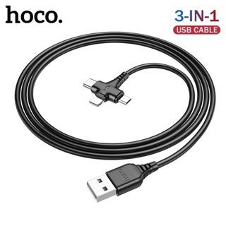 Hoco X77 2A 3 in 1 สายชาร์จ USB เป็น Lightnin Micro Type-C 11 12 13 Pro ยาว 1 เมตร สําหรับโทรศัพท์มือถือ Android Samsung S10 Xiaomi 11