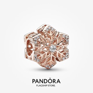 Pandora charm จี้เกล็ดหิมะ ชุบโรสโกลด์ 14k ของขวัญวันหยุด สําหรับผู้หญิง p804