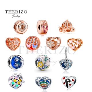 Therizo DIY Similar Charms Pandora charm White Ros Gold Bracelet Bangle Shining Korea Style Ready Stock Manik Emas  silver jewelry w1022