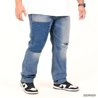 กางเกงยีนส์ขายาวฟอกขาด ไซซ์ใหญ่ (มี 2 แบบ) [BERRER OFFICIAL STORE]