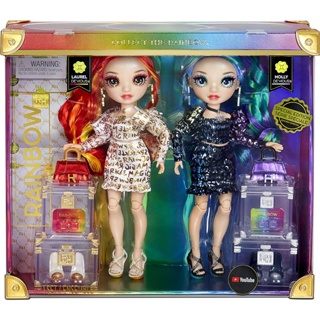 Rainbow High Special Edition Twin (2-Pack) Laurel &amp; Holly DeVious Fashion Dolls ตุ๊กตาแฟชั่น Laurel &amp; Holly DeVious สีรุ้ง 2 แพ็ค