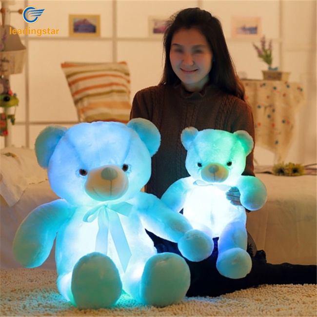 leadingstar-ตุ๊กตาหมีเท็ดดี้-ริบบิ้น-มีไฟ-led-หลากสีสัน-สร้างสรรค์-ของเล่น-ของขวัญคริสต์มาส