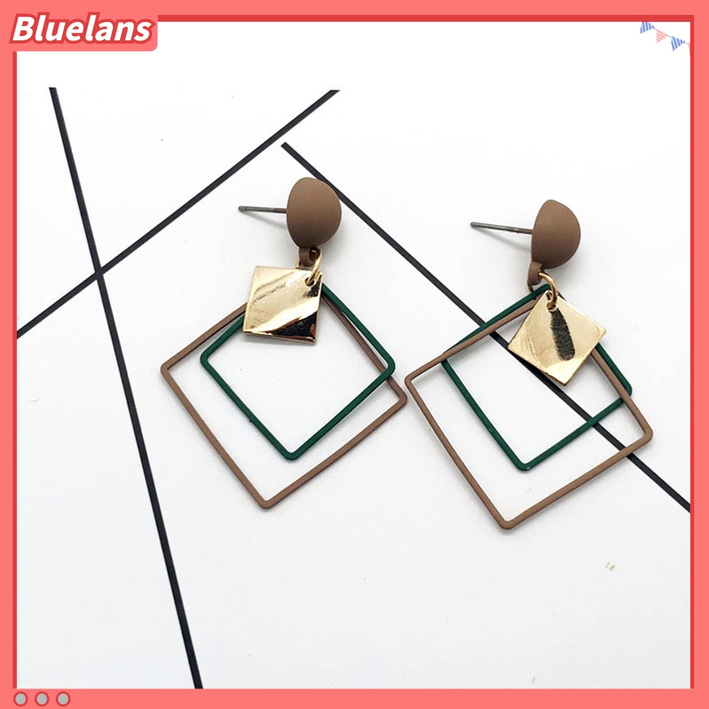bluelans-fashion-women-double-rhombus-alloy-long-pendant-eardrop-earrings-party-jewelry