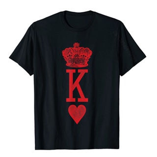 ขายดี!King Of Hearts Crown T-Shirt Funny Normal T Shirts Cotton Men Tees Cal Designer Top Clothing Printed   huom YPYQS-