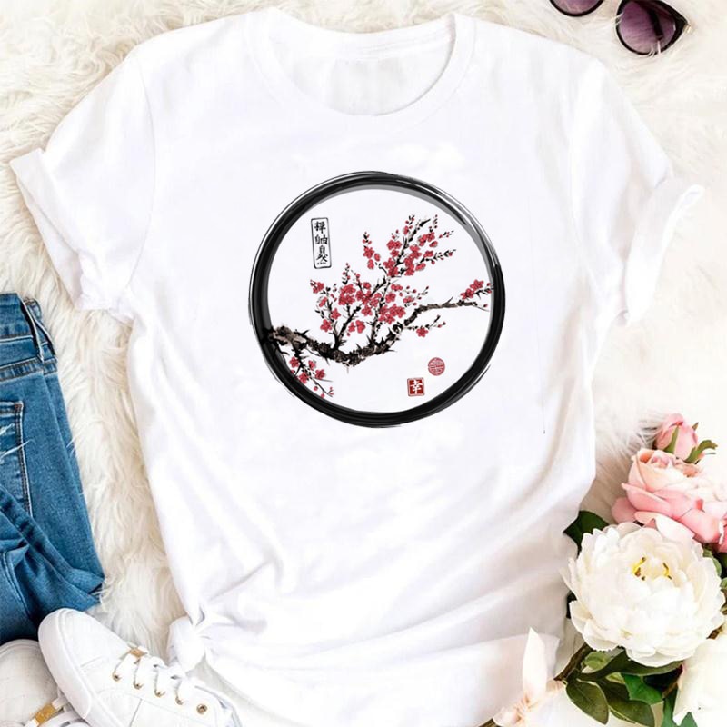 เสื้อทหาร-แขนสั้นสีน้ําน่ารักดอกไม้แฟชั่นฤดูร้อนผู้หญิงพิมพ์เสื้อยืดผู้หญิงลําลองด้านบน-tshirts-การ์ตูนกราฟิกทีที