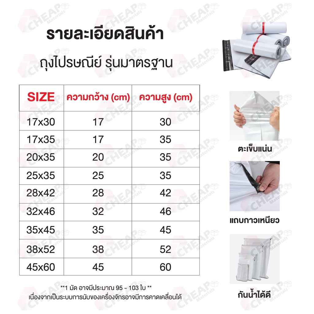 ภาพหน้าปกสินค้า100ใบ ซองพัสดุ ถุงพัสดุ ขนาด 20*35 ซองไปรษณีย์พลาสติก ถุงไปรษณีย์ ถุงไปรษณีย์พลาสติก ถุงพัสดุ ซองเอกสาร ซองกันน้ำ จากร้าน cheappackagingmaterials บน Shopee