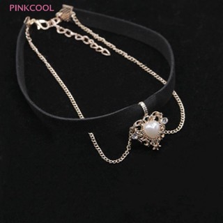 Pinkcool วินเทจ กํามะหยี่ สีดํา โชคเกอร์ รัก หัวใจ จี้สร้อยคอ สําหรับผู้หญิง ของขวัญเด็กผู้หญิง ขายดี