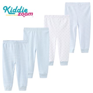 Kiddiezoom 2022 ชุด 4 ชิ้น ทารก ผ้าฝ้ายบริสุทธิ์ สีทึบ กางเกง ฟ้า กางเกง เด็กผู้ชาย เด็กแรกเกิด 0-1 ปี